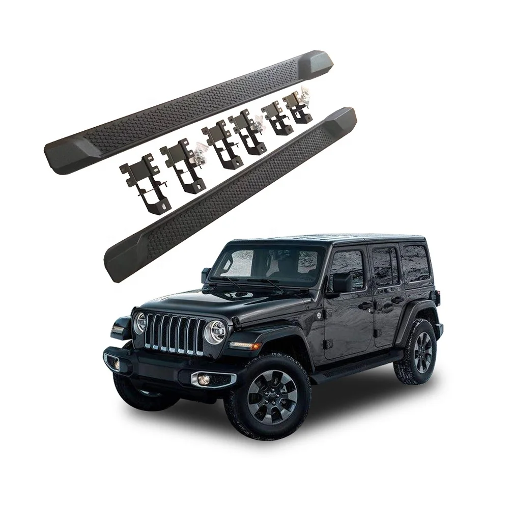 Factory sale car 4x4 body part kits black foot running board pedal step side rails nerf bars for Jeep Wrangler JL 2018-2021