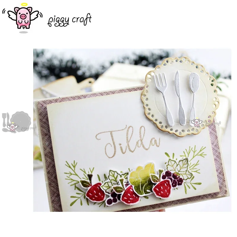 Piggy Craft metal cutting dies cut die mold Plate knife fork and spoon Scrapbook paper craft knife mould blade punch stencils