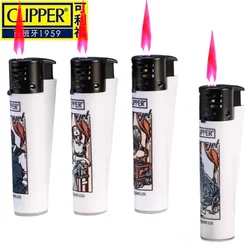 Clipper Lighter Butane Torch Inflatable Lighter Pink Flame Windproof Lighter Personalized Pattern  Collectible Gift