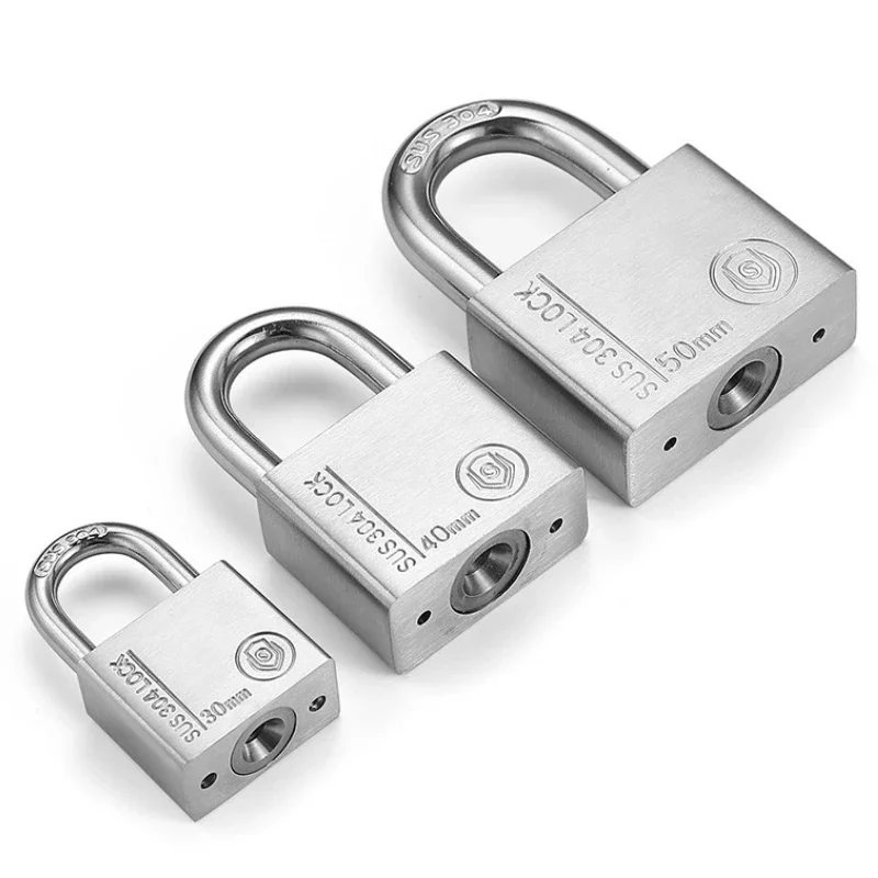 

2Pcs 304 Stainless Steel Padlock Same Key Waterproof Antirust Multifunctional 30mm Anti-Theft Lock for Security