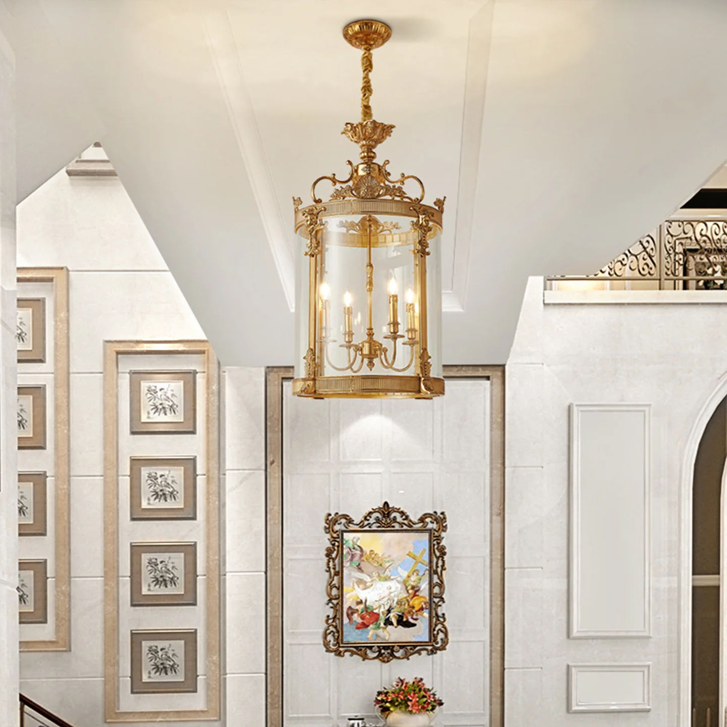 French Classic Living Room Corridor Loft Brass Single Pendant Light Bedroom Cloakroom Stairwell Small Pendant Lamp