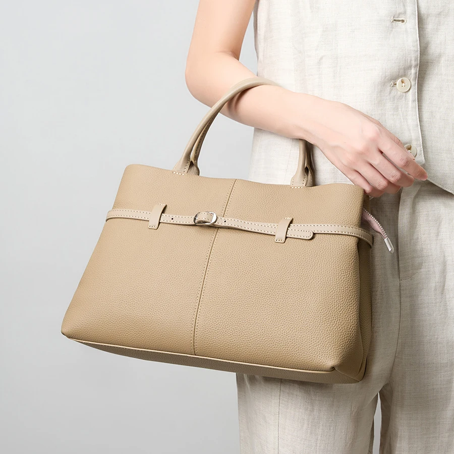 

Сумка-тоут большой вместимости, легкая роскошная сумка на одно плечо, повседневная сумка из воловьей кожи с верхним зерном, сумка для поездок на работу и покупок.