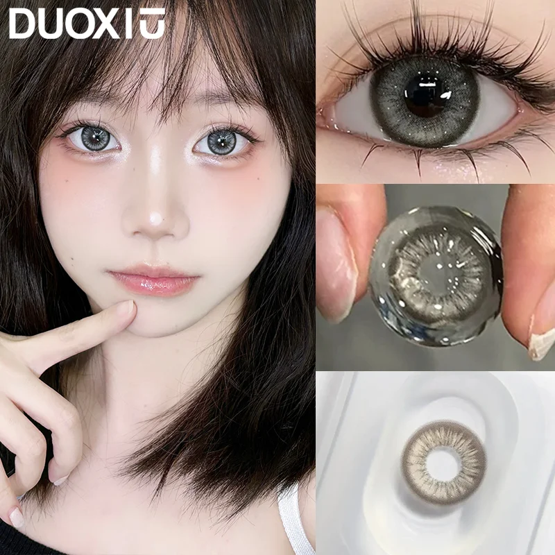 DUOXIU 1 Pair Color Contact Lenses Korea Fashion Big Eyes Black Brown Lenses for Eyes Diopters Myopia Contact Soft Lenses Yearly
