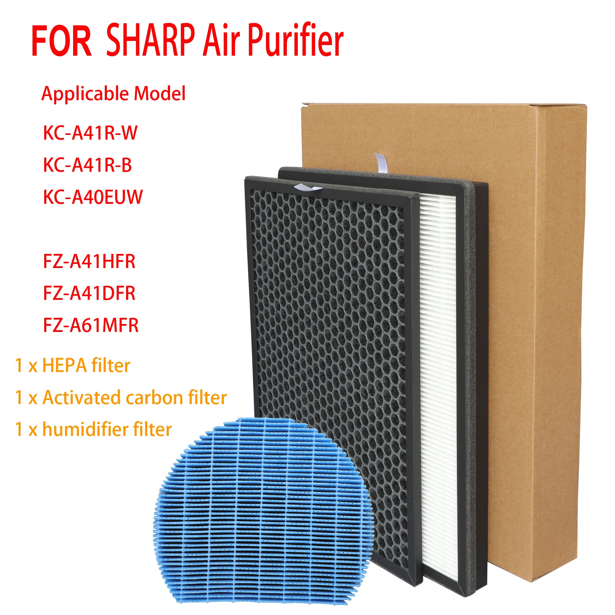 HEPA Activated Carbon Filter FZ-A41HFR FZ-A41DFR and FZ-A61MFR Humidifier Filter for Sharp KC-A41R-W KC-A41R-B KC-A40EUW