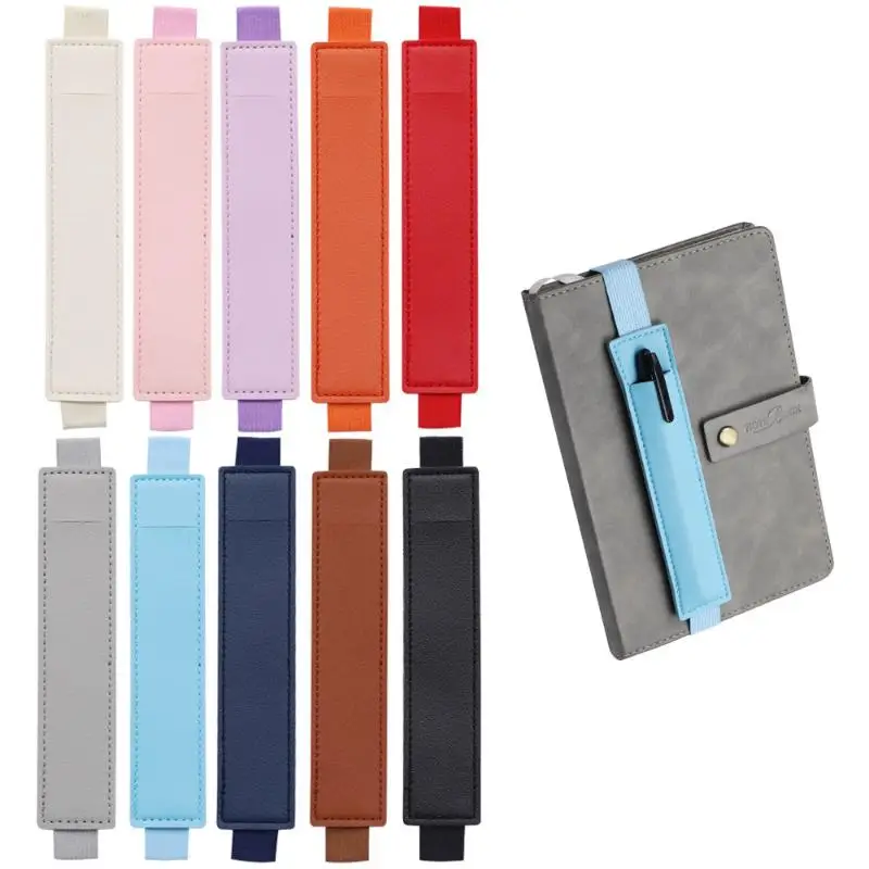 Adjustable PU Leather Elastic Notebook Band Holder Pen Sleeve Pencil Pouch Strap for Notebook Binder Durable Organizer Accessory