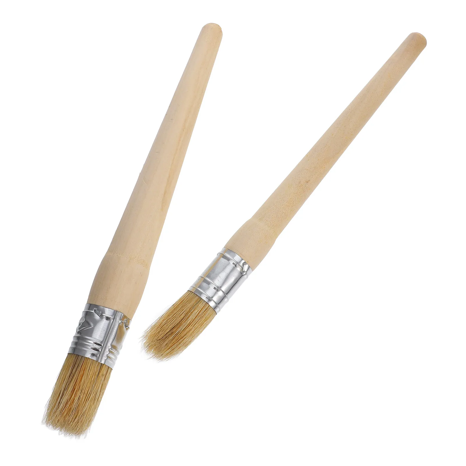 2Pcs Professional Round Paint Brush for Waxing and Painting Wood Surfaces Ergonomic Handle Precision Control Cleaner Finish 20Mm