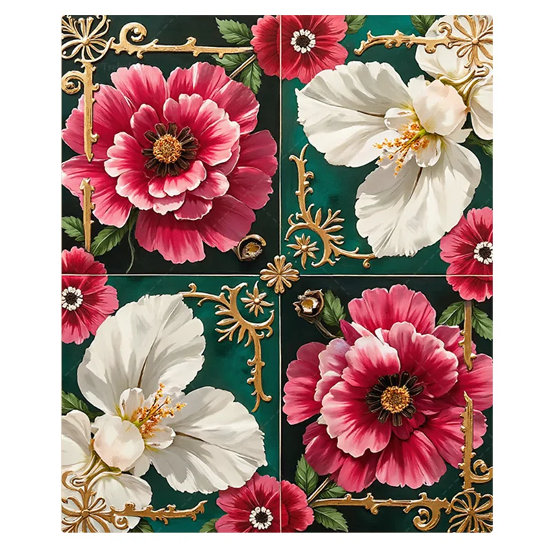 قطعة واحدة من بطانية الفانيلا بطانية زهرية أنيقة مع لمسات ذهبية لديكور المنزل المريح