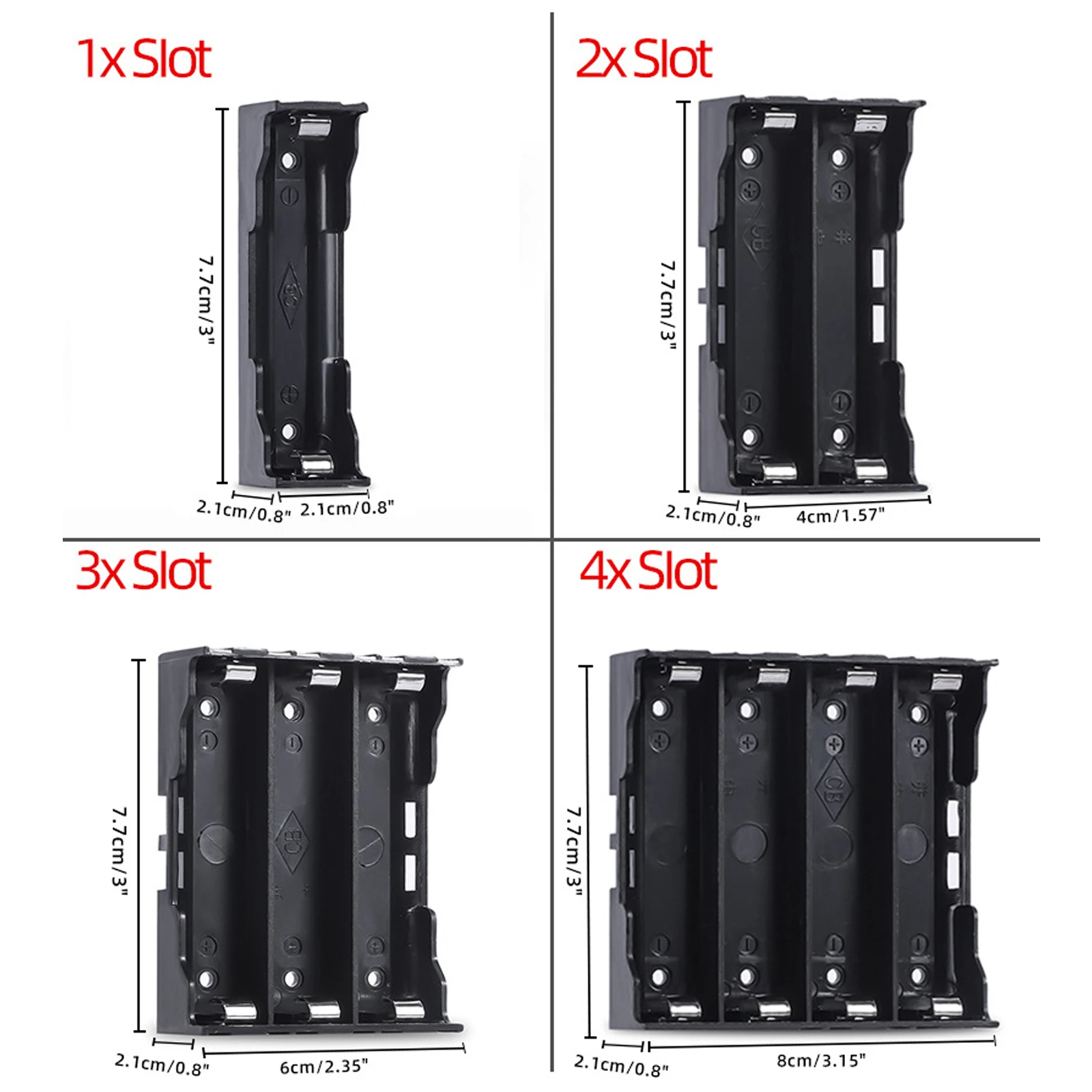 18650 Battery Holder Case 1X 2X 3X 4X Slot ABS Storage Box Battery Container with Hard Pin for DIY Power Bank Arduino Project