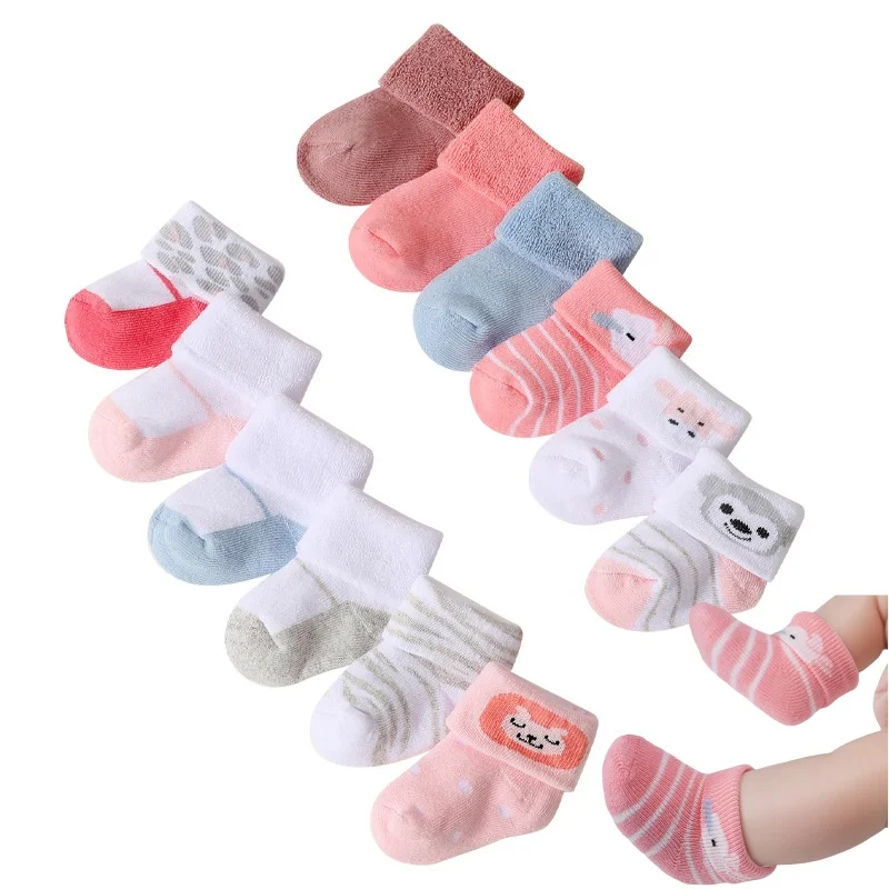 

6 Pairs/Set Baby Socks Girls Boys Print Thick Terry Clothes Newborn Accessories Kids Children Toddlers Slipper Gift Clothes