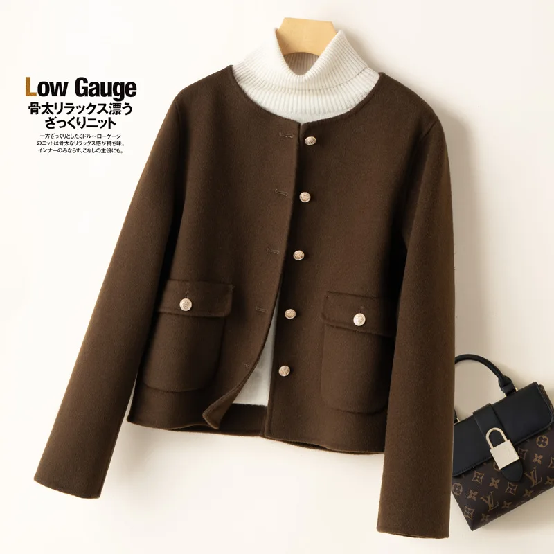 Manufacturers Strictly Choose Wool Reversible Woolen Coat 2024 Autumn and Winter New High-Grade Metal Women's Ca