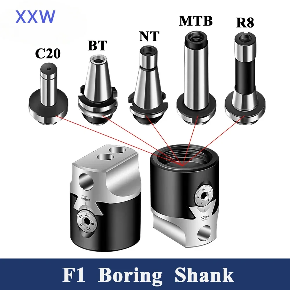 F1Boring Tool Holder BT30BT40 NT30 NT40 R8 MT MT2 MT3 MT4 MT5 C20 C25 F1 Boring Tool Holder Boring Head Connecter Toolholder