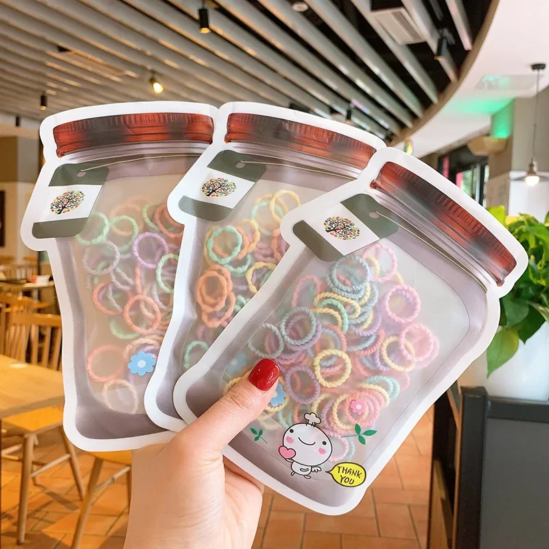 

100 шт./пакет, корейская детская красочная эластичная веревка для волос ярких цветов, резинка для волос для маленьких девочек, детские аксессуары для волос, диаметр 2 см