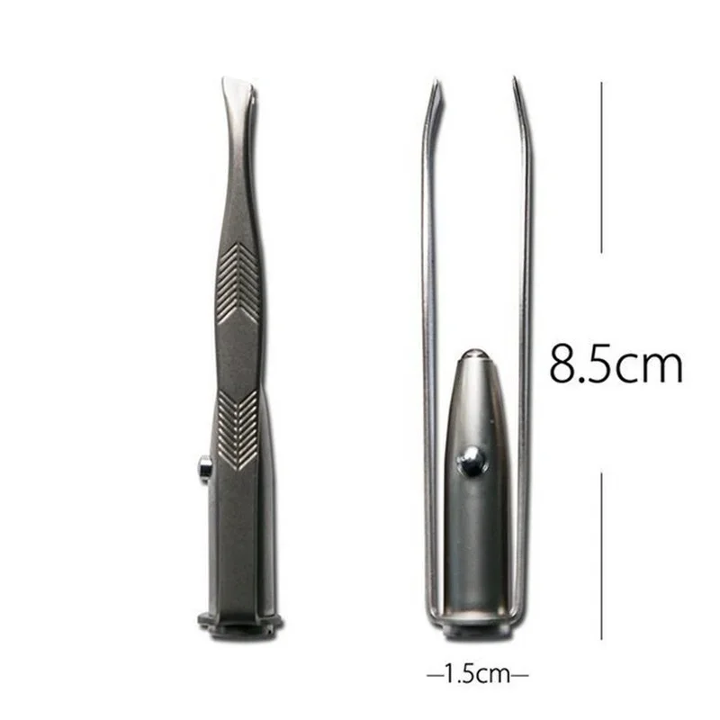 1pc Portable Stainless Steel Smart Design Eyebrow Hair Remove Tweezer with LED Light Makeup Tool