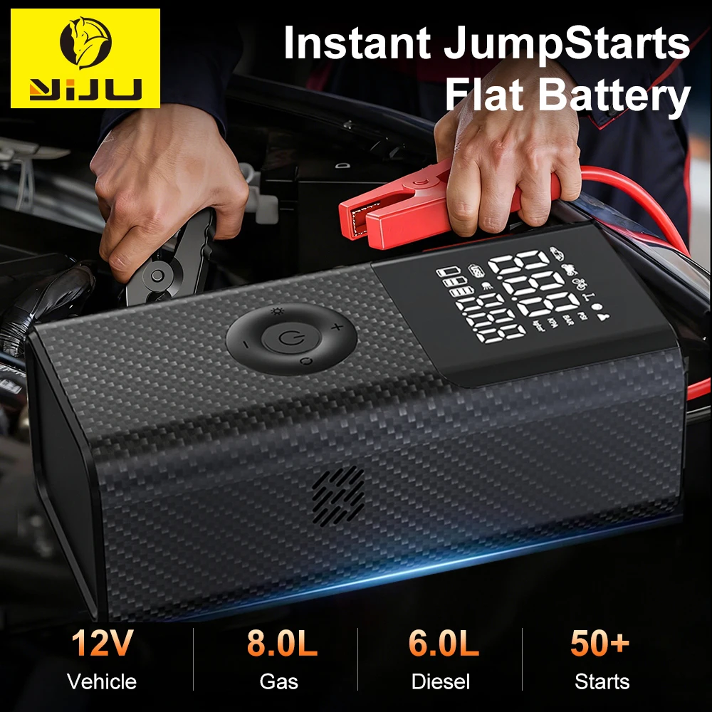 Car Battery Jump Starter Air Compressor 150PSI Portable All-in-One 8000A Car Power Supply SOS Bright Light USB Power Bank 12V