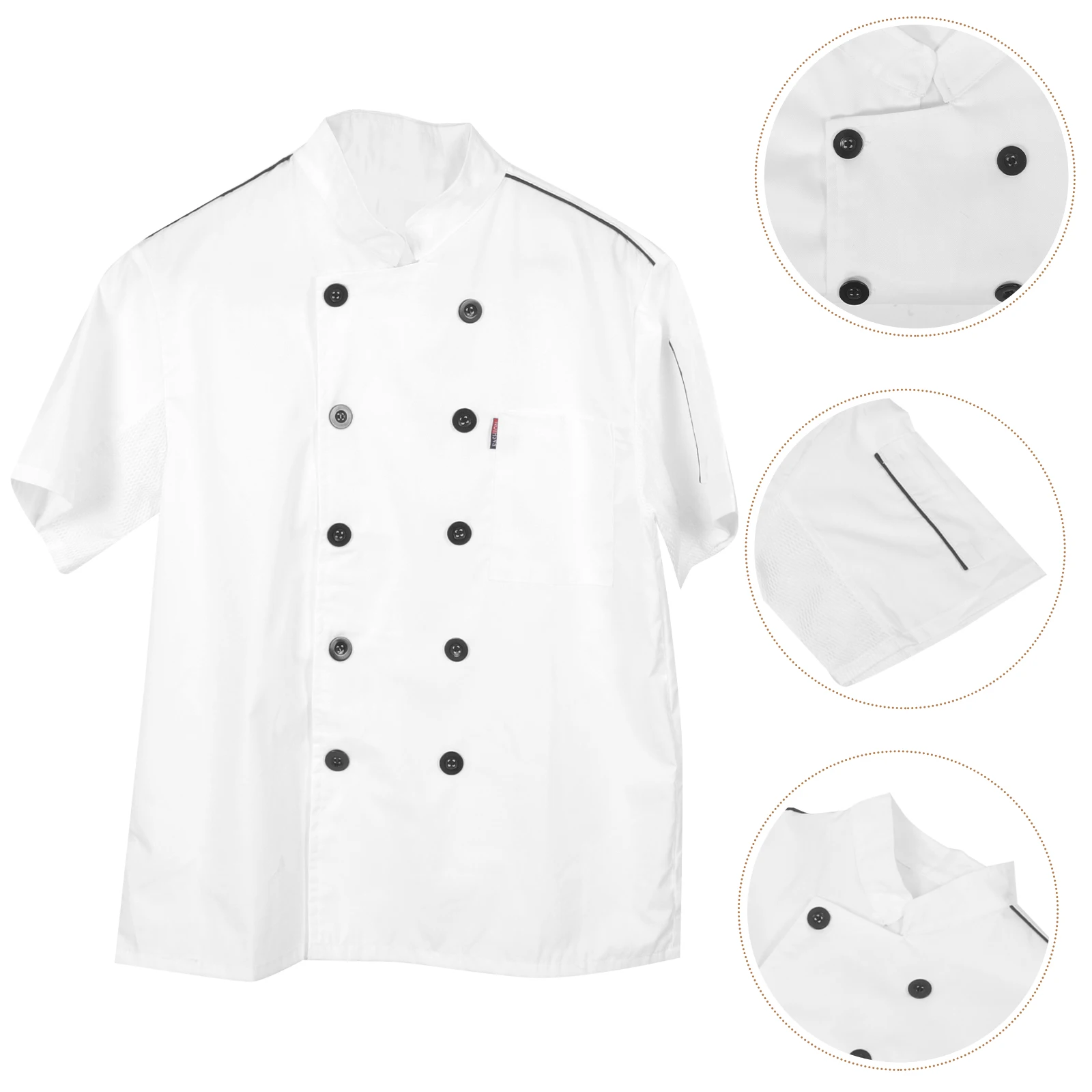 

Chef Workwear Restaurant Kitchen Coat Short Sleeve Breathable Stain Resistant Professional Uniform For Men Hotel Staff Xl