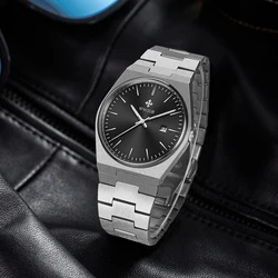 WWOOR Mens Watches Luxury Sapphire Stainless Steel Man's Quartz Wristwatch Waterproof Date Watch for Men Relogio Masculino Gift