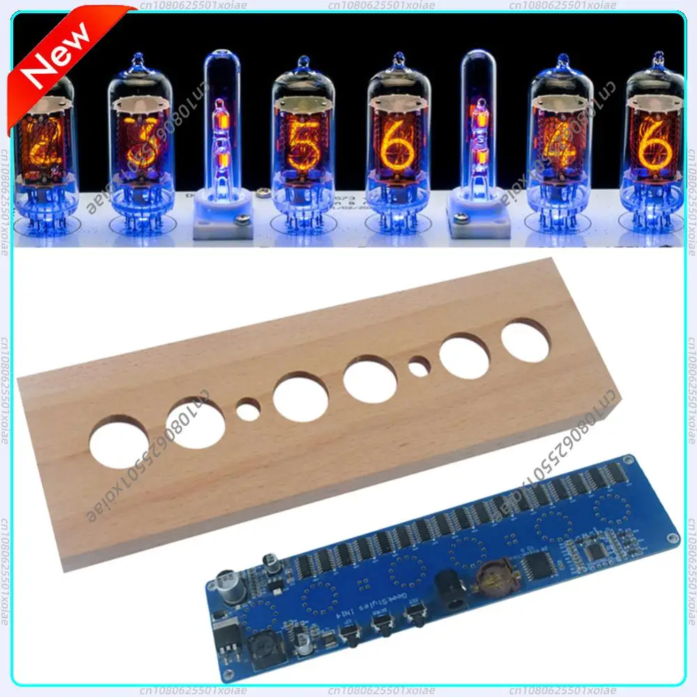 

Набор для сборки цифровых часов IN14 Nixie Tube DIY с корпусом из бука, многоцветные светодиоды для экспериментов