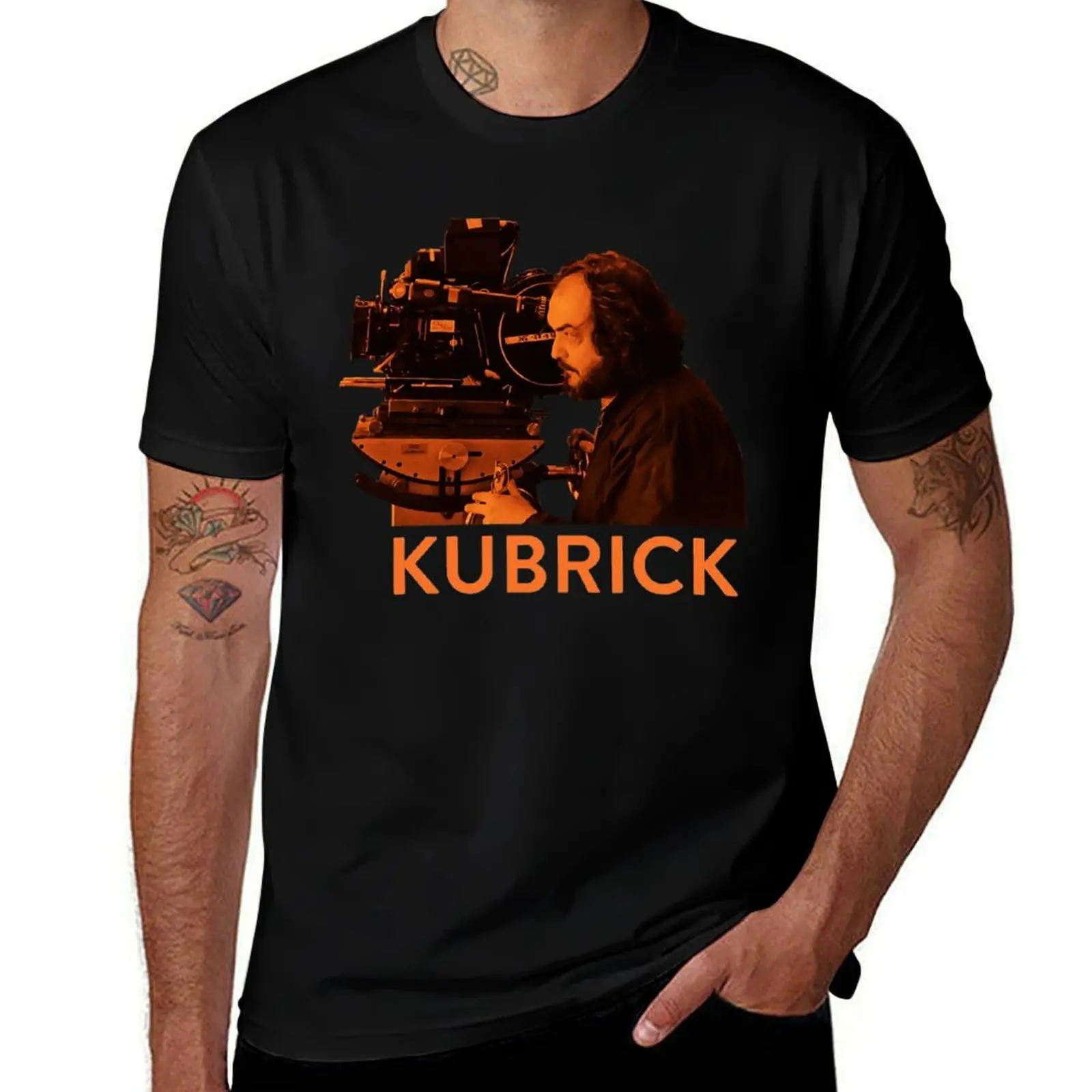 An Orange Stanley Kubrick Behind the Camera T-Shirt Blouse Aesthetic clothing Funny t-shirts blue lock men t shirt