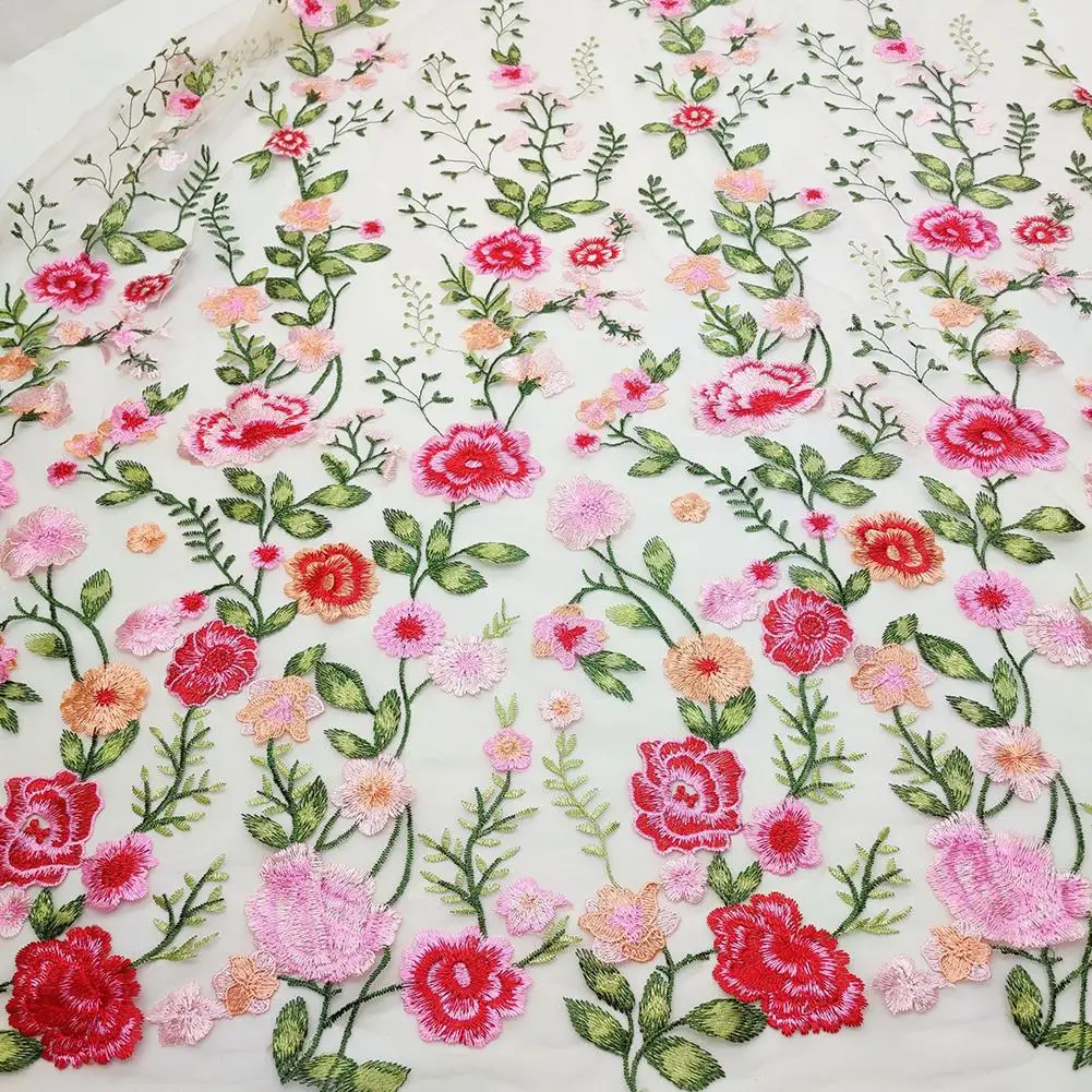 

Stylish Peony Embroidered Lace Fabric on Soft Tulle Great Addition to Any For Designer's Collection for Dressmaking Needs