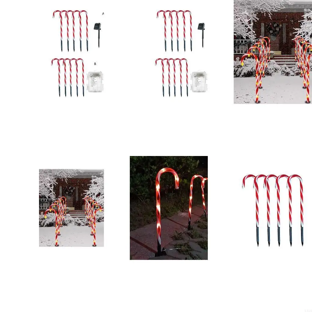 L43A Christmas Candy Cane Lights Set Led Solar or Battery Powered Light Landscape