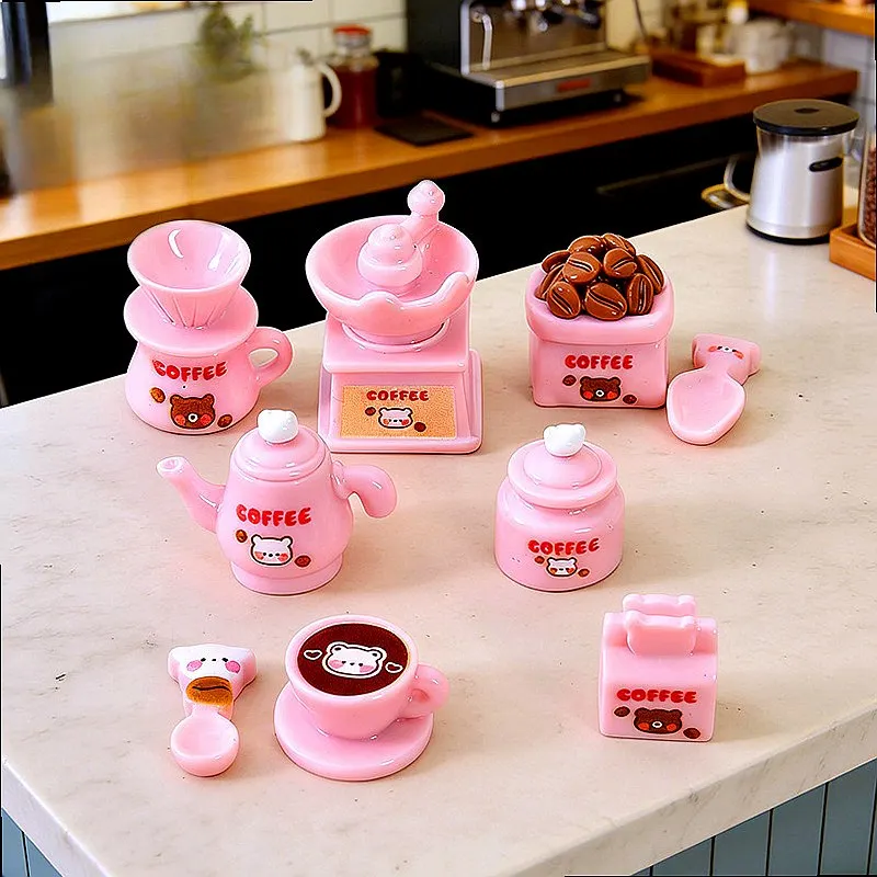 100pcs Wholesale Mini Coffee Machine Resin Cabochon Dollhouse Decor DIY Accessories Cute Ornament