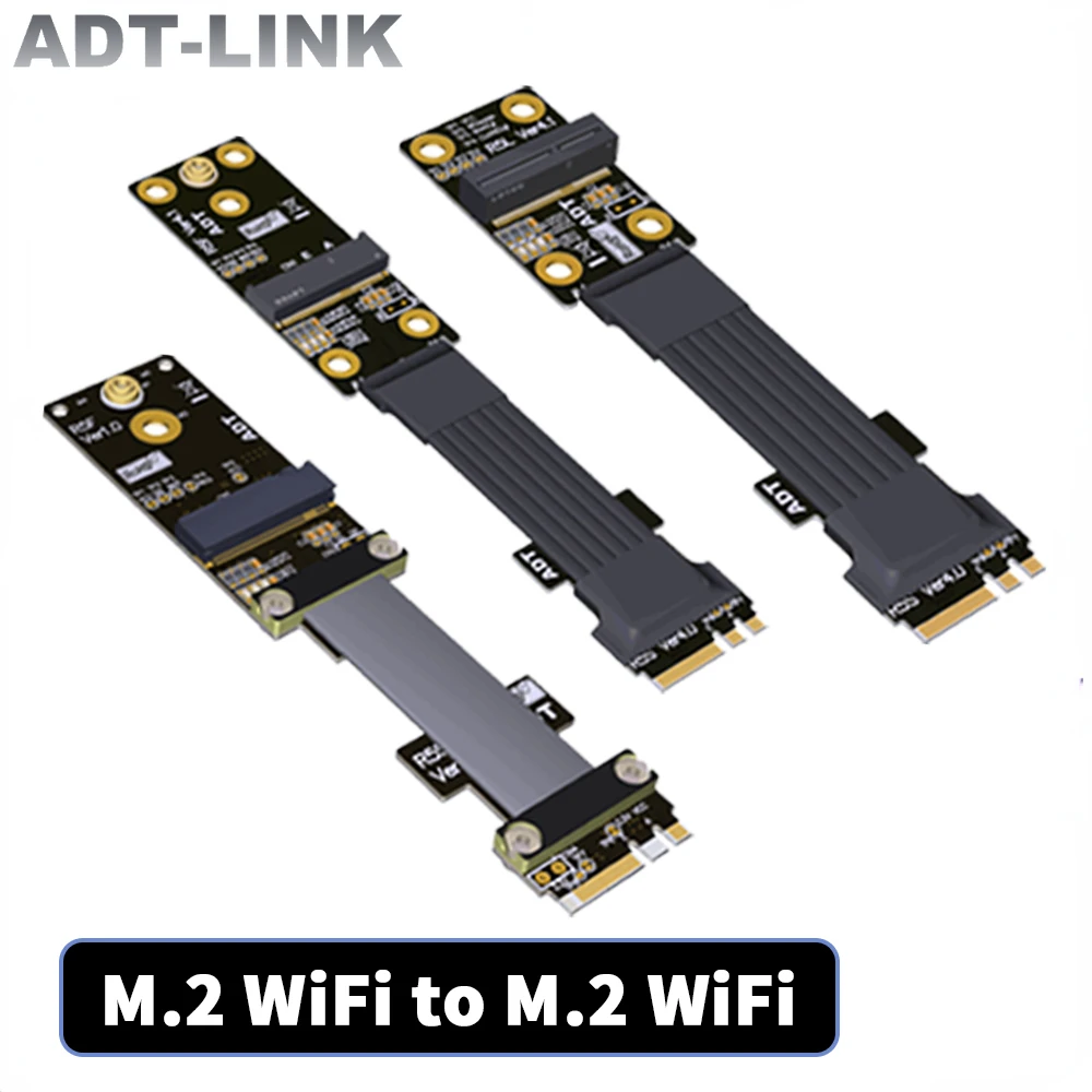 

PCI-E 4.0 Riser Card M.2 WiFi Key A.E Male Interface to Mini-PCIe / M2 WiFi / M.2 NVMe Key M Female Flat Ribbon Extender Adapter