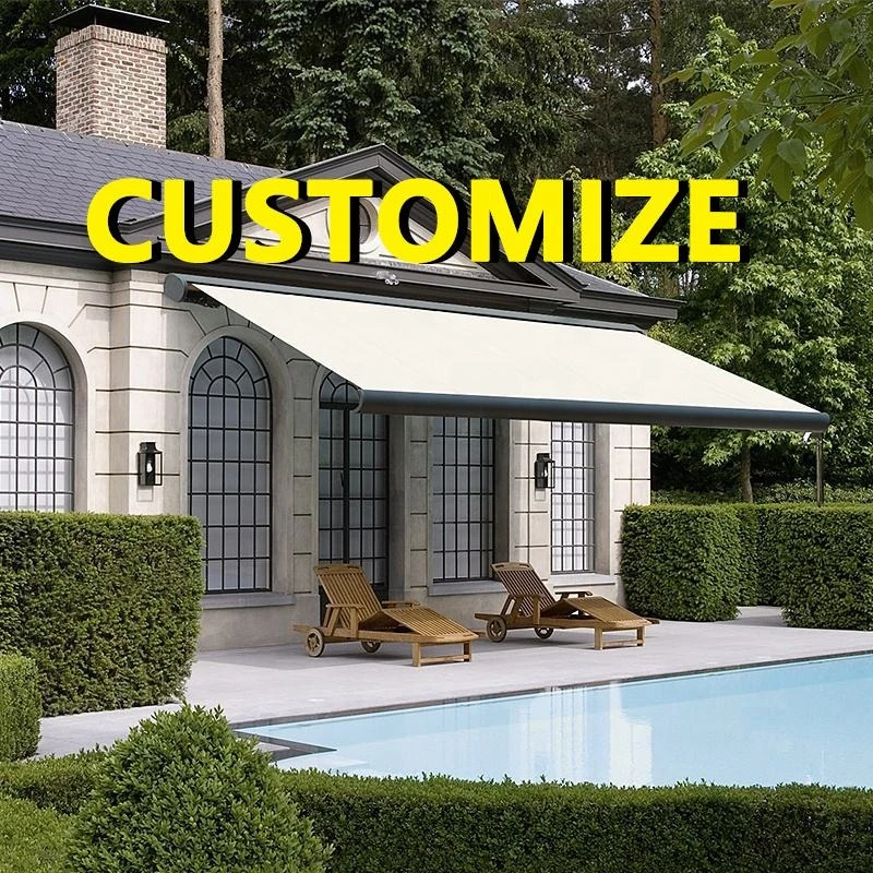 

Any Size Custom Aluminum Hand Crank Retractable Awning Easy Clean Weather Resistant Garden Patio Balcony Outdoor Durable Waterpr