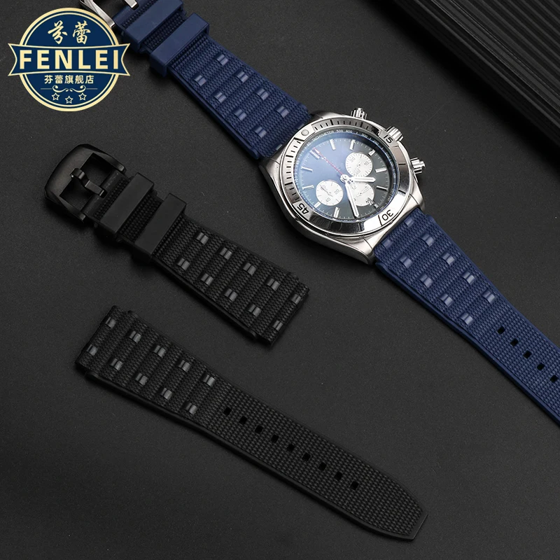 Viton pasek do zegarka Breitling Super mechaniczny Timing B01 Fluororubber pasek Avengers czarny ptak żółty wilk bransoletka FKM 22MM