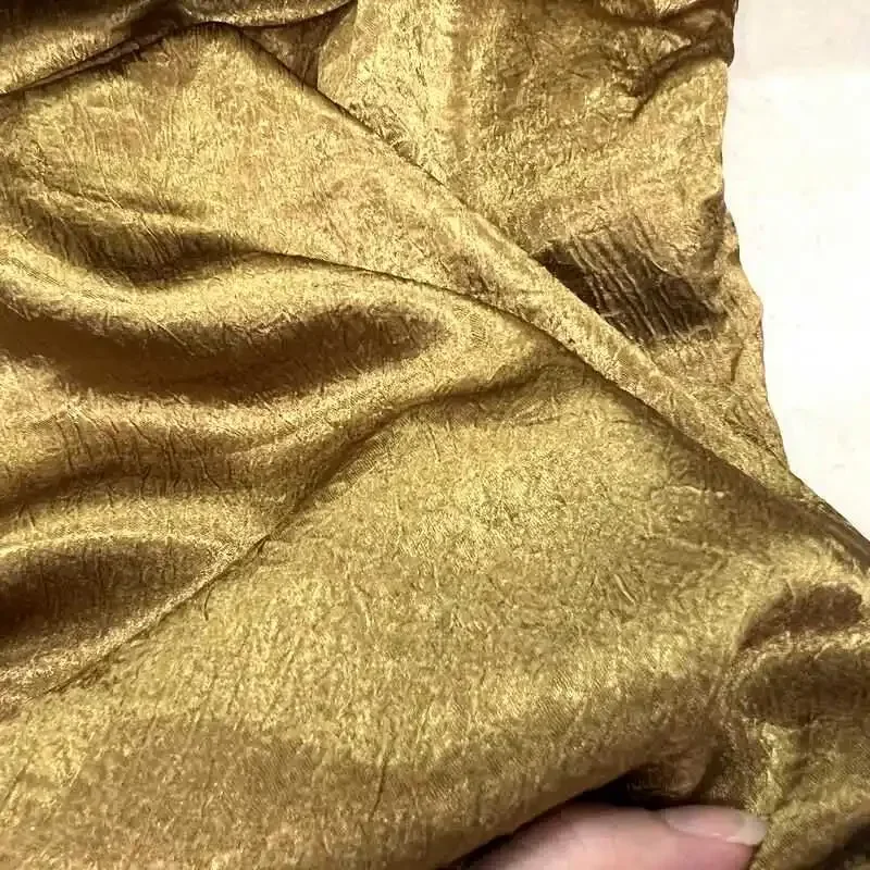 Gold Soft Glossy Silk Embossed Jacquard Poplin Fabric Design Sewing Material Wedding Dress Garment Wide 150cm Sold By The Meter