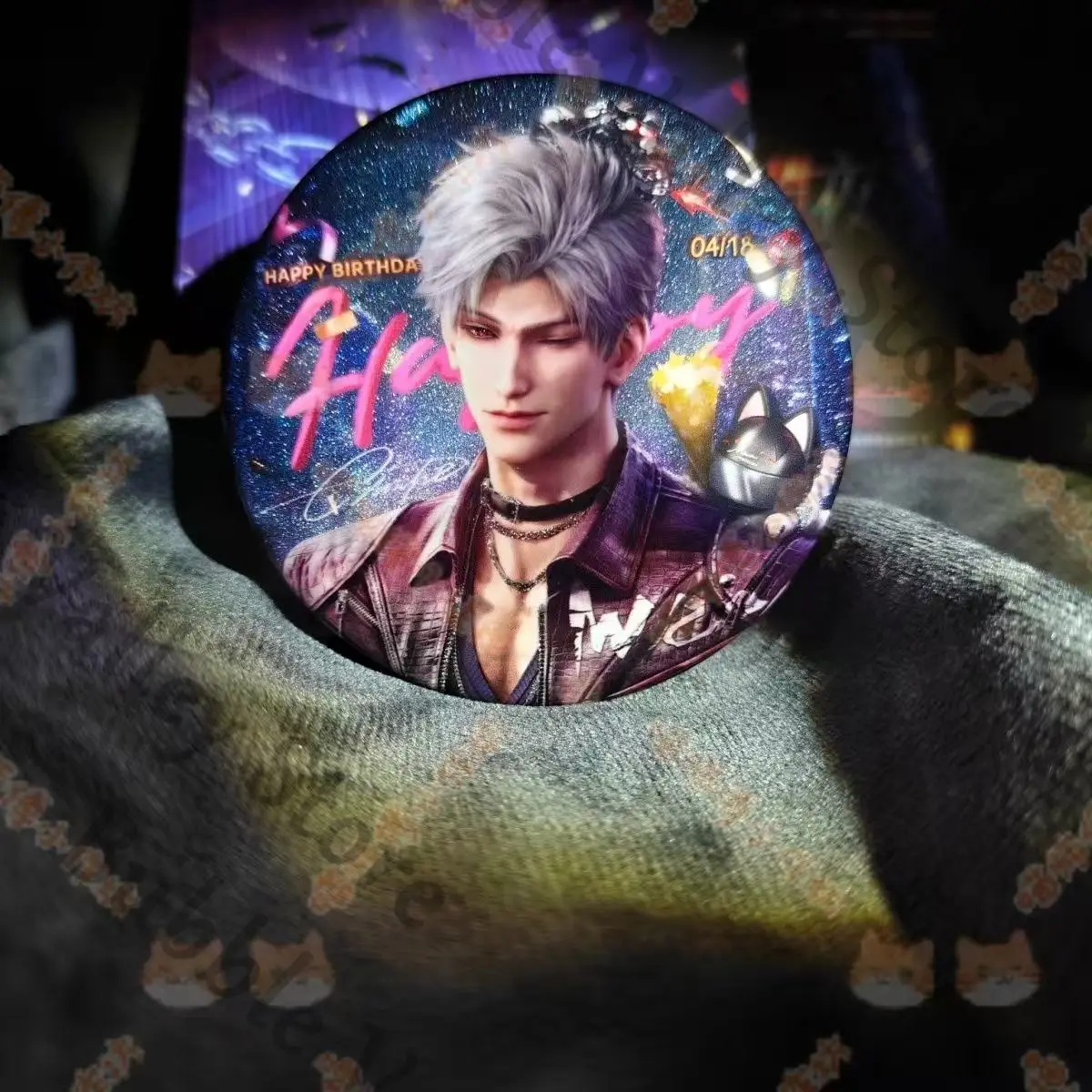 Anime Love and Deepspace Sylus Birthday Cosplay Double Flash Badge Breastpin Cartoon Emblem Brooch Pin Pendant Adorn Gift