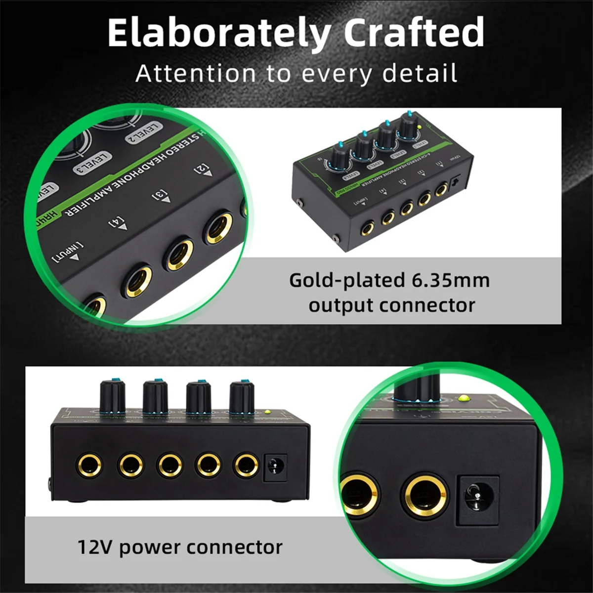 Усилитель для наушников Усилитель для наушников 4-канальный стерео аудиоусилитель Мини-разветвитель для наушников