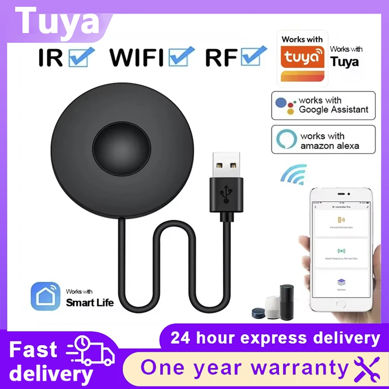 WiFi Tuya IR RF Universal Remote Controller Smart Infrared Hub for Air Conditioner TV Fan, Voice Control Alexa Google Assistant