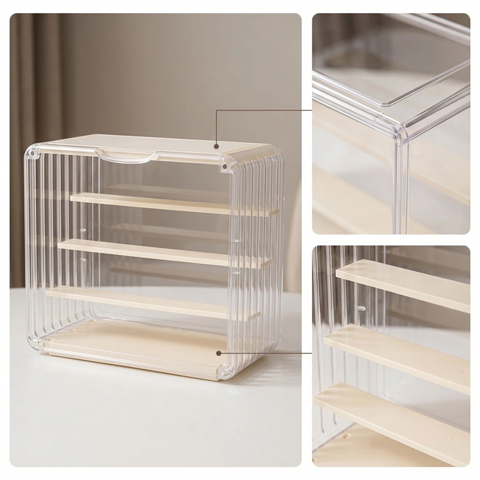 Acrylic Display Box with Stepped Shelving Sleek Showcase for Collectors, Hobby Areas, Desk view 3