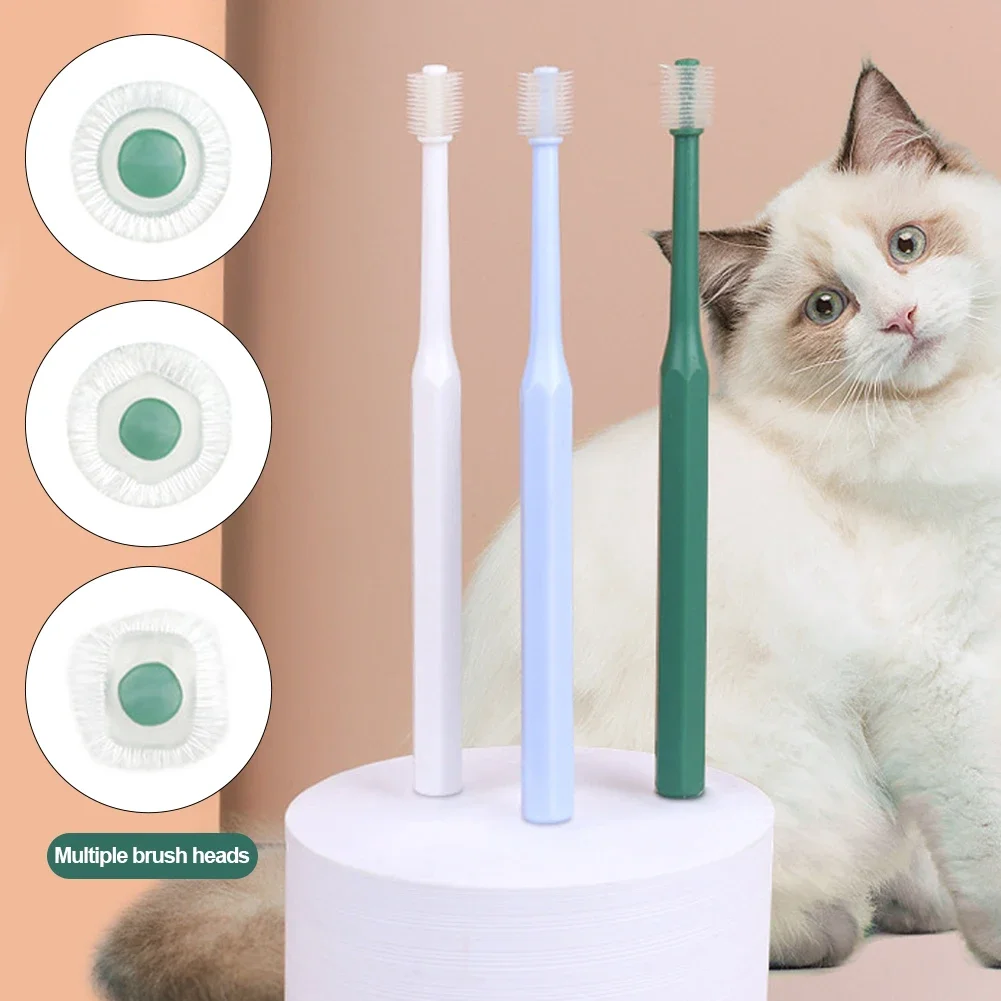 Pet Cat Toothbrush Super Soft Nylon Bristles Tooth Brush 360 Degree Oral Cleaning&Cat Face Blackhead Cleaning Cat Acne Brush