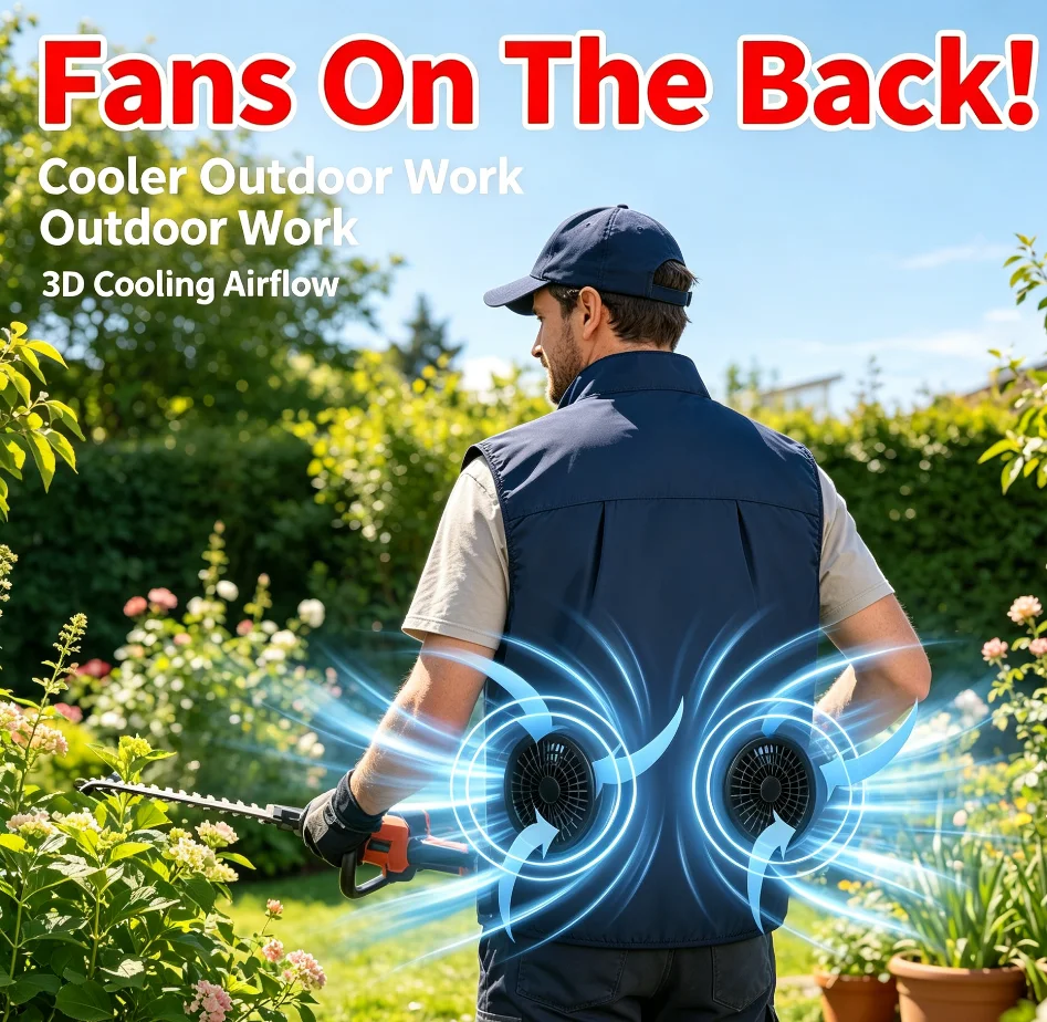 2026 Cool Vest Wearable Cooling Fan for High Temperature Work 13 Hours Air-Conditioned Fishing Hiking Vest