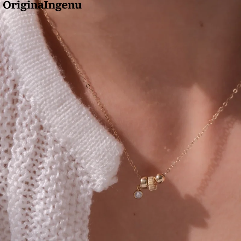 14K Gold Filled Dainty Zircon Necklace Handmade Bead Pendant Choker Tarnish Resistant Hypoallergenic Jewelry for Women