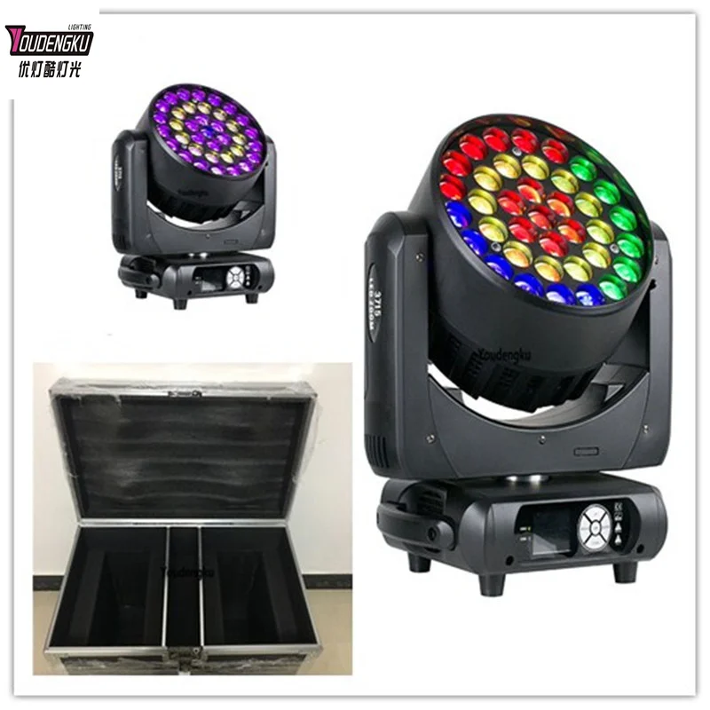 4 pieces with roadcase Club Disco Stage Pro Light Lyre pixel LED 37x15W rgbw led Moving Head Beam zoom wash light