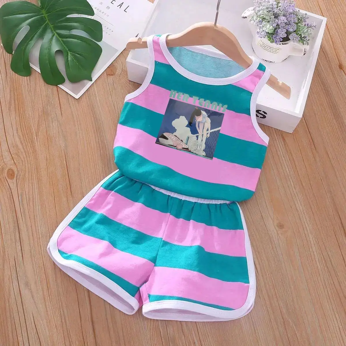 Children\'s Vest Set New Print Unisex Children\'s Summer Trend Baby Sleeveless Shorts Two-piece Set