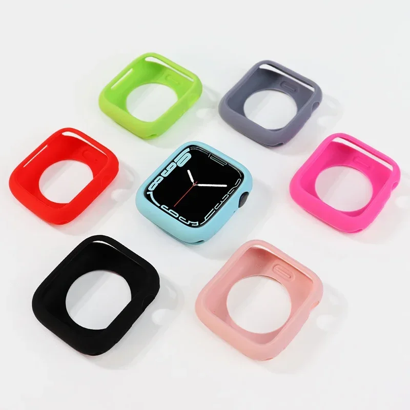 Candy SoftซิลิโคนสําหรับApple Watch 9 8 7 6 Se 5 45 มม.42 มม.38 ป้องกันIwatch Serie 44 มม.40 มม.41 มม.กันชนสําหรับสตรี