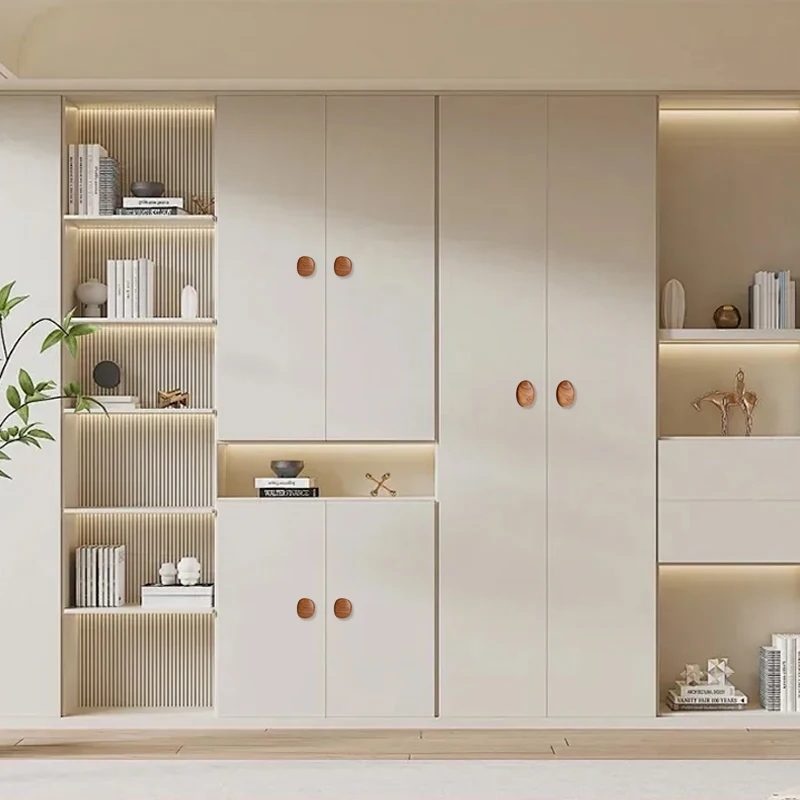 Nordic Creative Wood Pebble-Shaped Cabinet Door Drawer Handle Black Walnut Wardrobe Cupboards Drawer Pulls Furniture Handles New