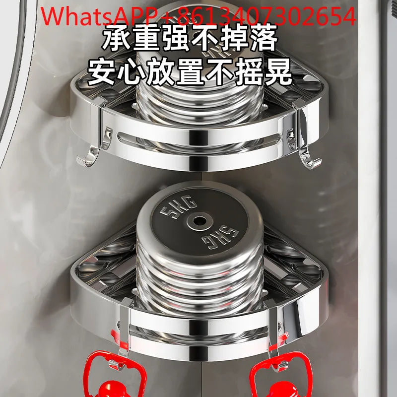 Toilet 304 stainless steel non-punching thickened corner frame multi-layer wall-mounted storage rack (2PCS)