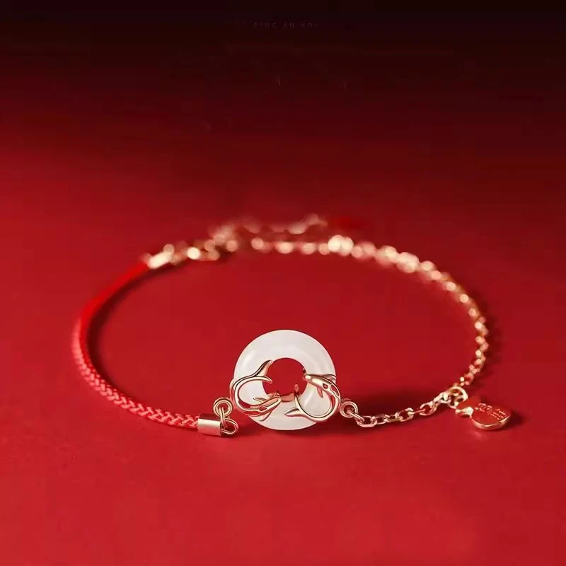 NEW European S925 Sterling silver Red Rope Koi Carp Bracelet Chain For Women Birthday Party Gift Jewelry