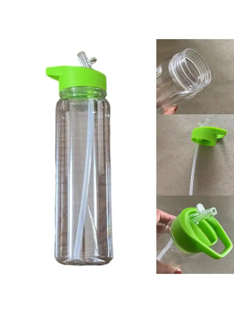 AliExpress QILEJVS Leakproof Sports Water Bottles, Clear Plastic Bottles with Straw, Wide Mouths Cup for Gym Cyclings, Hiking Campings, 750ml