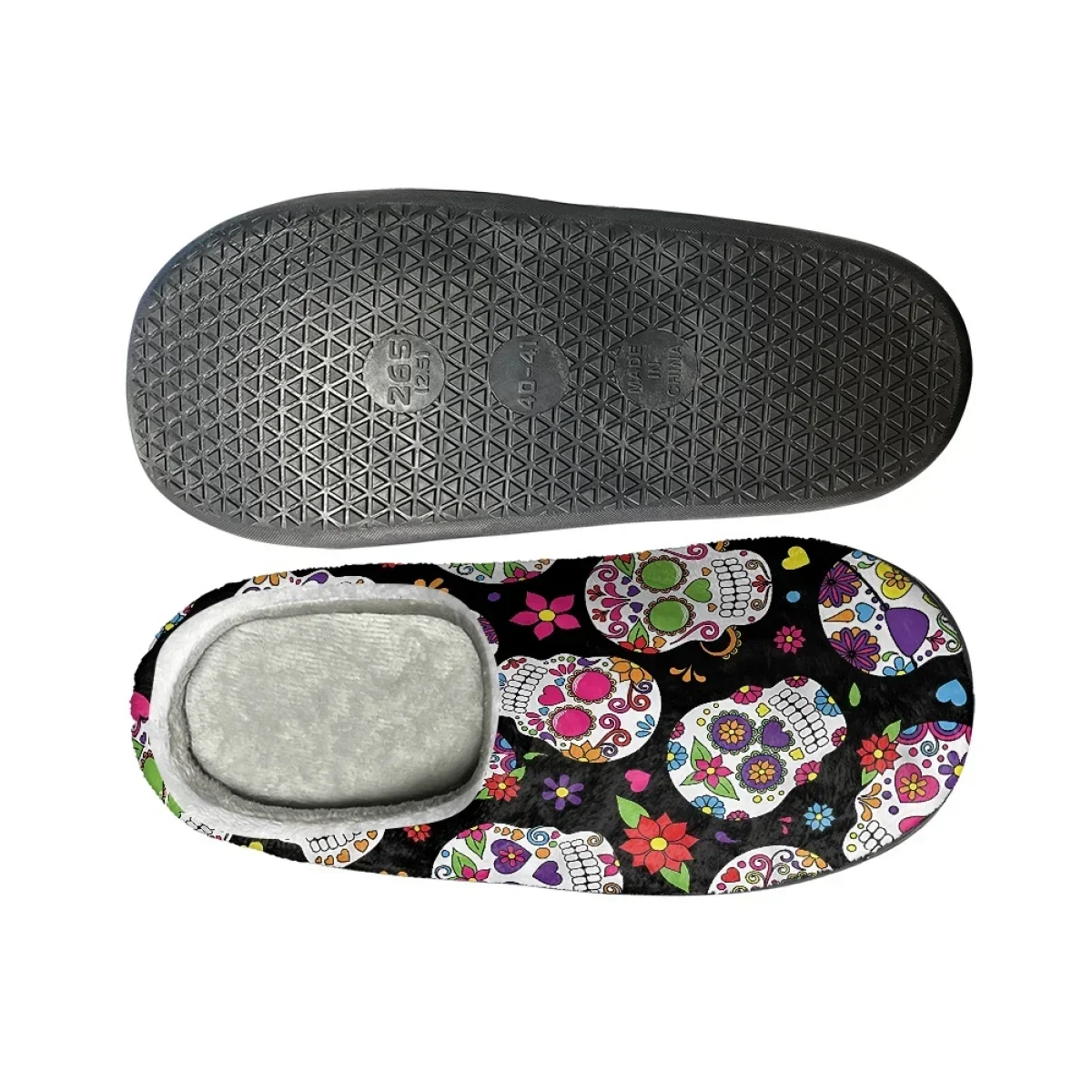 Dropshipping Casual Cotton Slippers Sugar Skull Design Non-Slip Indoor Women's Floor Footwear Comfortable Warm Flats Slippers