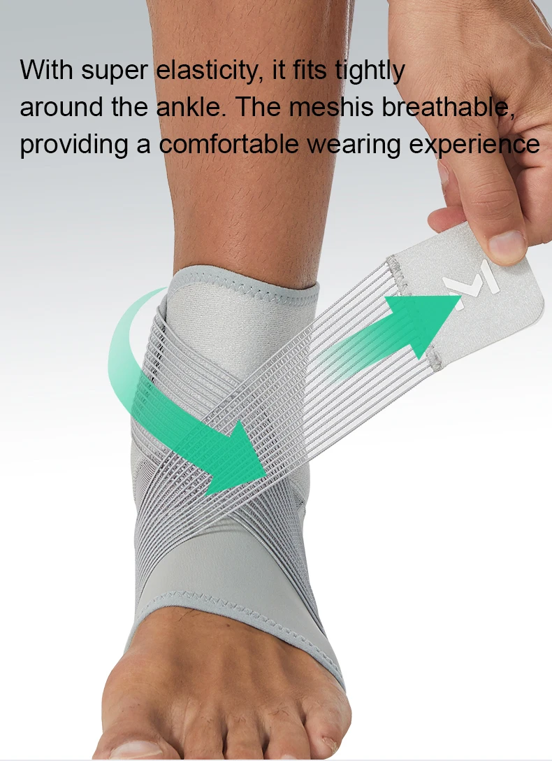Verstellbare Knöchelbandage mit Riemen, Kompressions-Knöchelstütze für Männer und Frauen, atmungsaktiver Knöchelstabilisator mit sicherem Sitz – Detail 2
