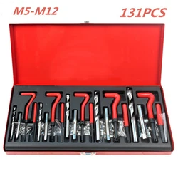 131Pcs Thread Repair Tool M5 M6 M8 M10 M12 Coil Drill Insert Installation Kit Engine Block Restoring Damaged Set