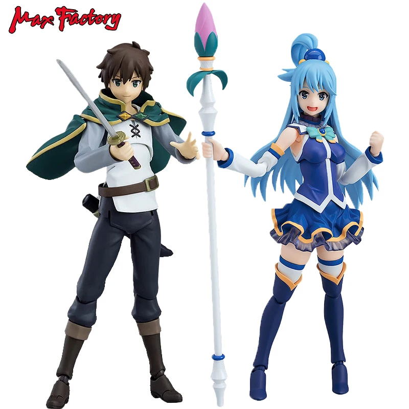 In Stock Genuine Original Max Factory FIGMA 399 Aqua & 425 Satou Kazuma Action Anime Figure Collectible Model Doll Ornament Gift