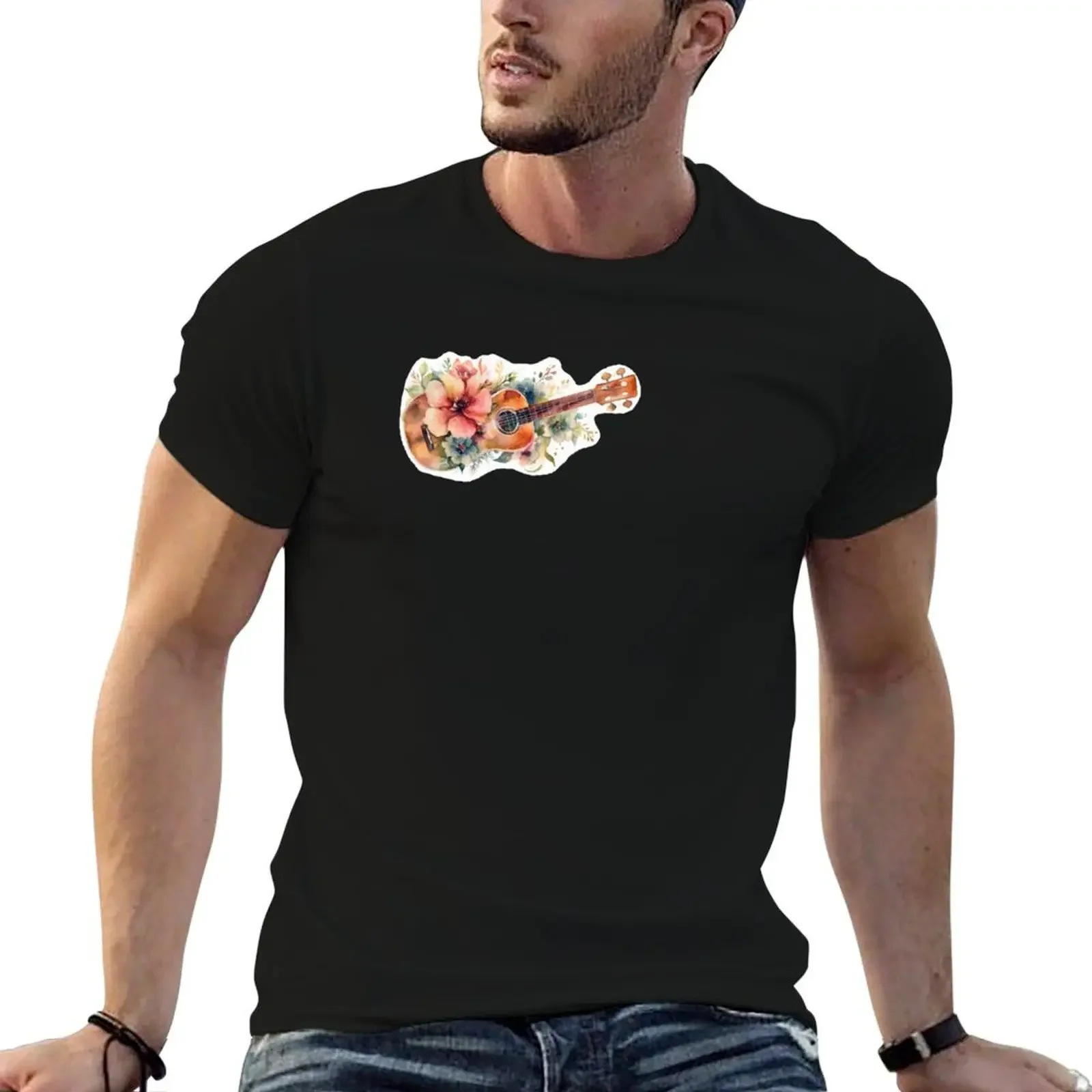 

Flowers on a ukelele T-Shirt basketball graphic tees luxury t-shirt big and tall t shirts for men