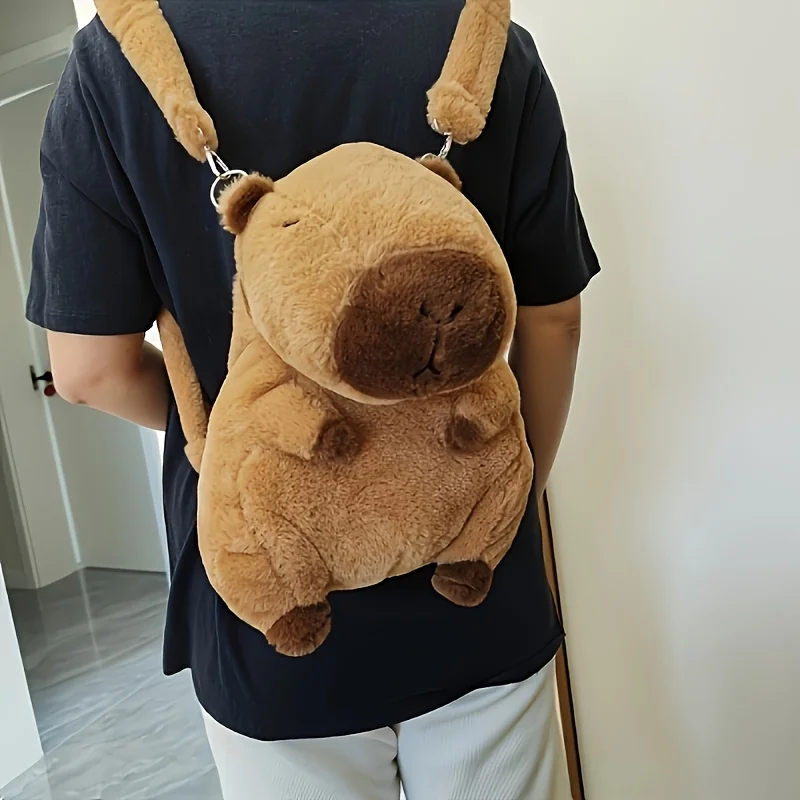

Cute Capybara Plush Backpack, Adjustable/Detachable Straps, Deep Brown Soft Fabric, Girls and boys' gifts, Christmas gifts