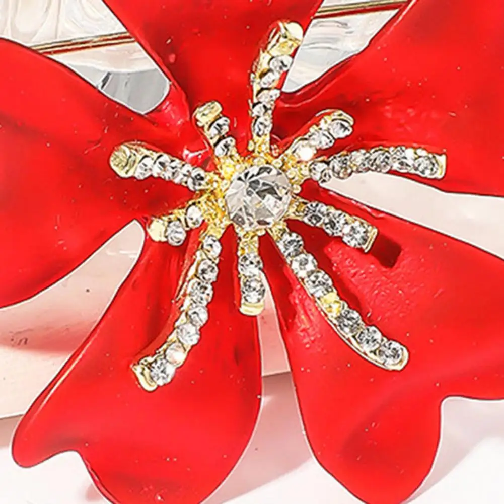 Women Brooch Flower Shape Rhinestone Decor Petal Suit Coat Collar Hat Clothes Pin Party Prom Bride Wedding Garment Jewelry